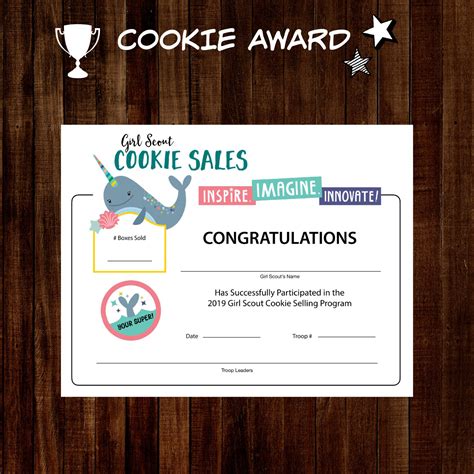 Girl Scout Cookie Award Sheet Girl Scout Cookie Recognition - Etsy ...