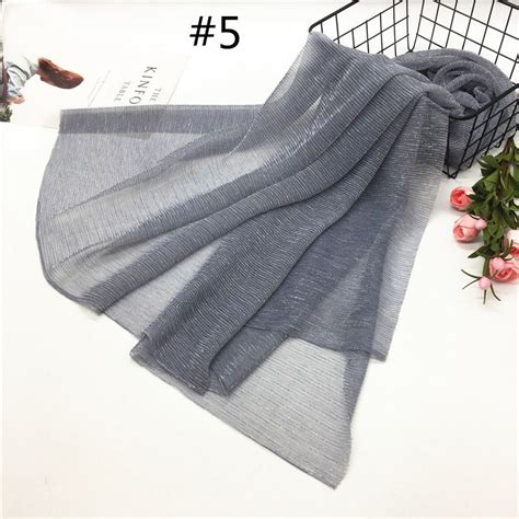 New Shimmer Pleated Hijab Scarf Plain Shiny Crinkle Shawl Fashion