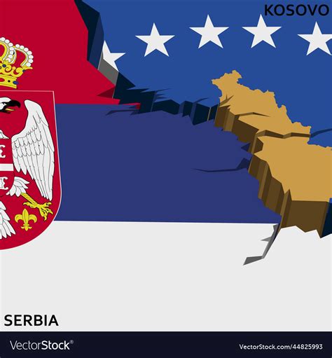 Serbia and kosovo conflict country national flags Vector Image