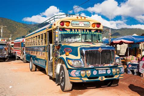 Typical Guatemalan Chicken Bus In Antigua Guatemala Editorial Stock