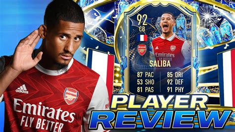 👁92 Team Of The Season Saliba Player Review Fifa 23 Ultimate Team