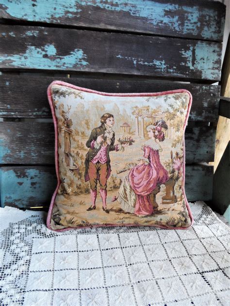 Vintage Victorian Tapestry Pillow Throw Pillow French Country Etsy Victorian Tapestries