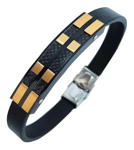 Bracelete Pulseira Masculina Couro Legítimo Banhada Ouro 18k MercadoLivre