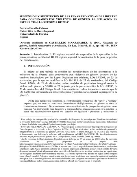 SuspensiÓn Y SustituciÓn De Las Penas Privativas De