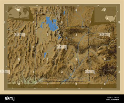 Utah State Of United States Of America Colored Elevation Map With