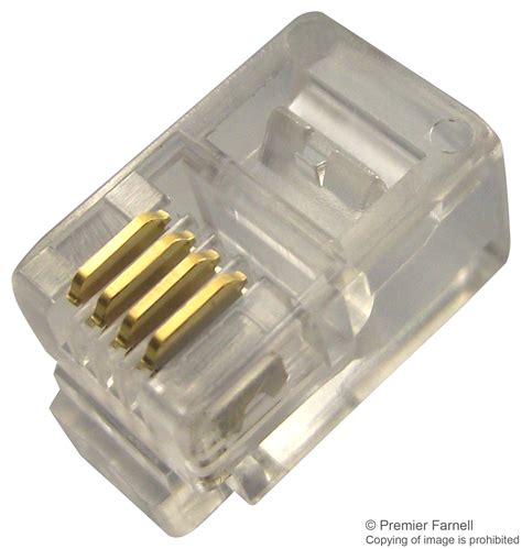 7001 4P4C Multicomp Pro Modular Connector RJ10 Plug 1 X 1 Port