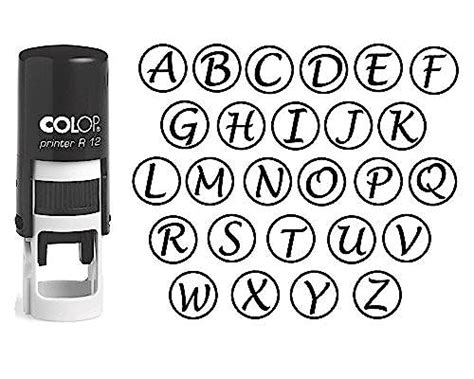 Custom A Z Alphabet Stamp In Black Ink Monogram Round Rubber Stamp Self