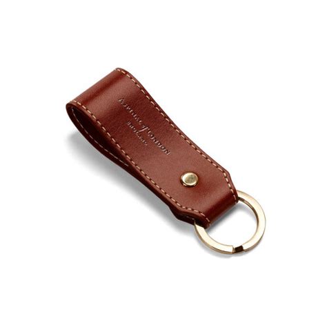 Leather Loop Keyring In Cognac Aspinal Of London