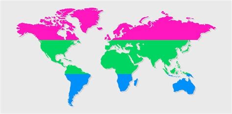 Premium Vector Polysexual Pride Flag In A Shape Of World Map Flag Of Gay Transgender Bisexual