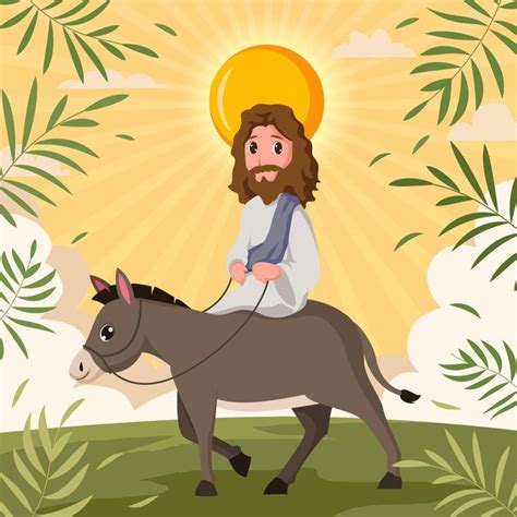 Jesus Riding Donkey On Palm Sunday Palm Sunday Happy Palm Sunday