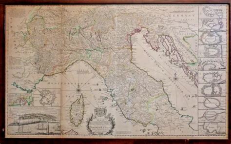 ANTICA CARTA GEOGRAFICA Mappa Italia Moll Originale 1752 EUR 850 00