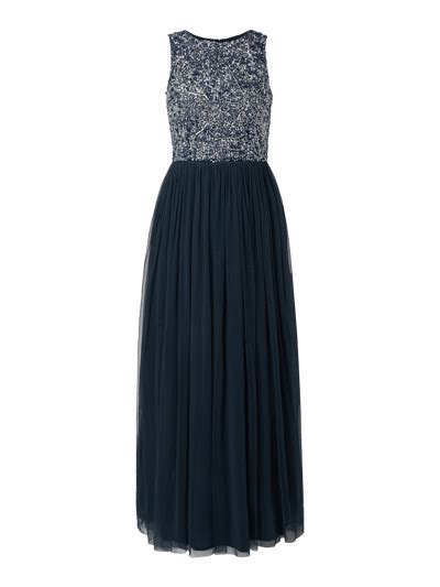 Lace Beads Abendkleid Mit Pailletten Besatz Dunkelblau Online Kaufen