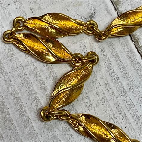 Vintage Napier Necklace Gold Twisted Bead Long Link S Etsy