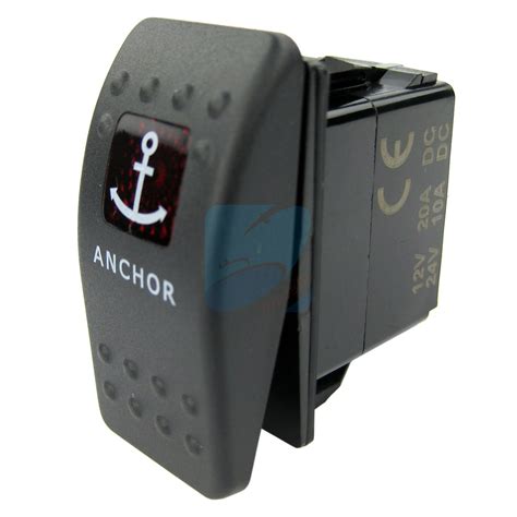 Anchor Rocker Switch Led Red On Off On Momentary Marine Waterproof Spst