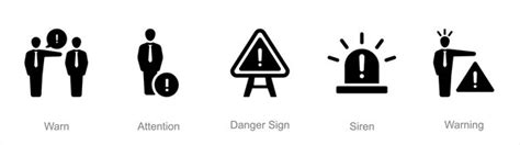 Premium Vector A Set Of 5 Hazard Danger Icons As Warn Attention