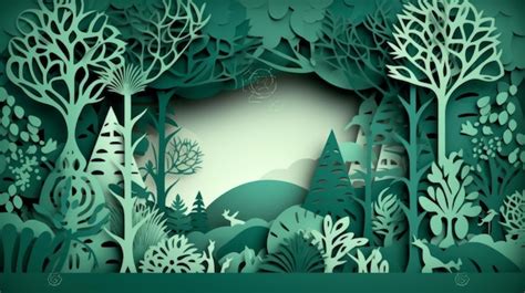 Premium Photo Green Cutout Deep Forest Papercut Banner Ai Generated