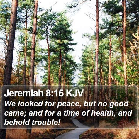 Jeremiah 815 Kjv We Looked For Peace But No Good Came And For A