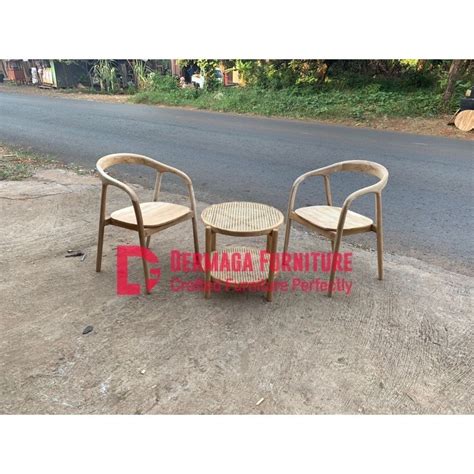 Jual Set Teras Kursi Seli Lengkung Meja Teras Bulat Retro Kayu Jati