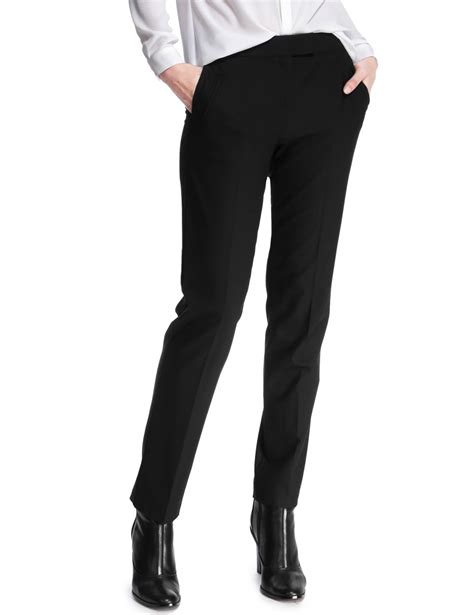 Straight Leg Trousers With Merino Wool Black Eizzy