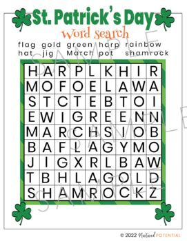 Early Readers Decodable St Patricks Day Activities Word Search Crossword