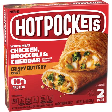 Hot Pockets Chicken Broccoli Cheddar Crispy Buttery Crust Frozen Snacks Shop Entrees
