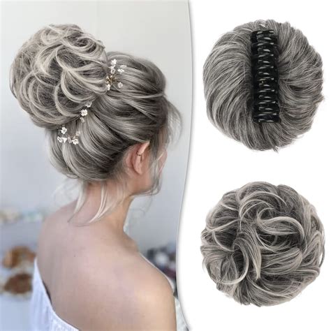 Barsdar Claw Clip Messy Bun Hairpieces Wavy Curly Messy Hair Bun For Women Claw Clip On Chignon