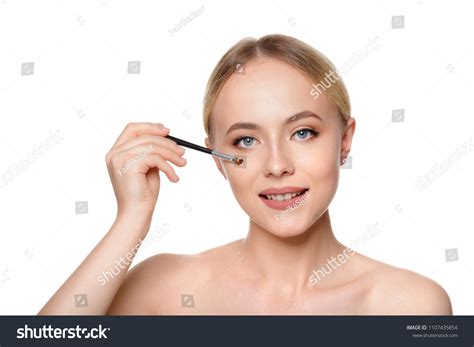 Beauty Portrait Smiling Beautiful Half Naked Stock Photo 1107435854 Shutterstock