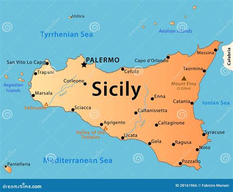 Mapa De Sicília Imagem de Stock Royalty Free Imagem 28161966