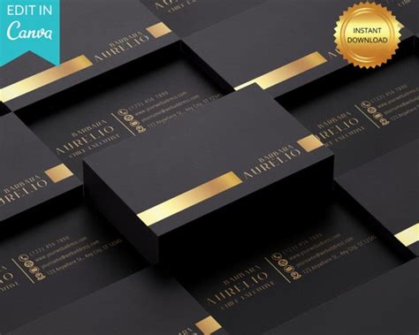 Editable Luxury Business Cards Business Card Template Canva Etsy