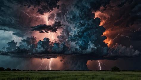 Lightning strikes over a field | Premium AI-generated image