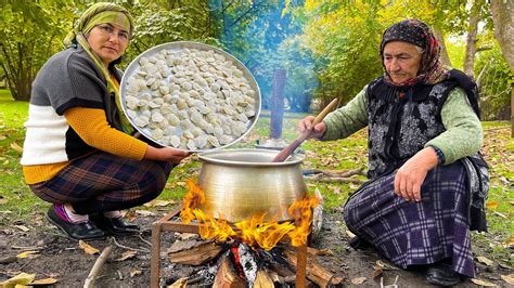 Making Azerbaijani Dumplings Dushbara In A Rural And Sweet Village