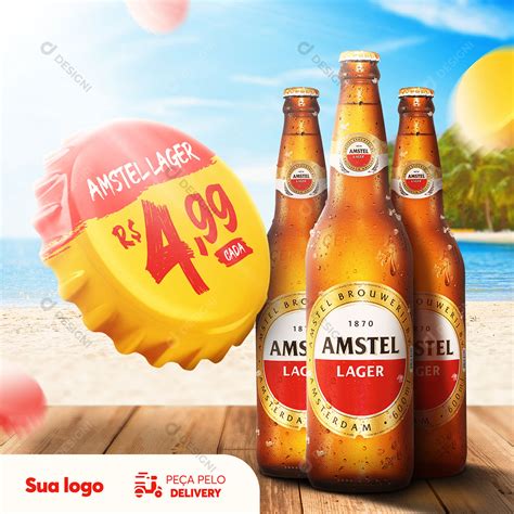 Cerveja Amstel Lager Social Media PSD Editável Bares Bebidas download