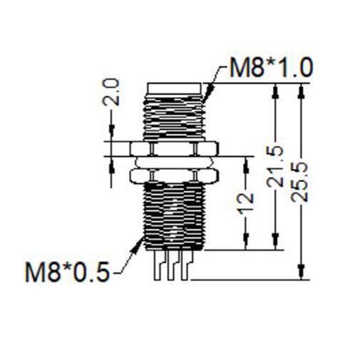 M8 6pins A Code Male Straight Rear Panel Mount Connector Unshielded