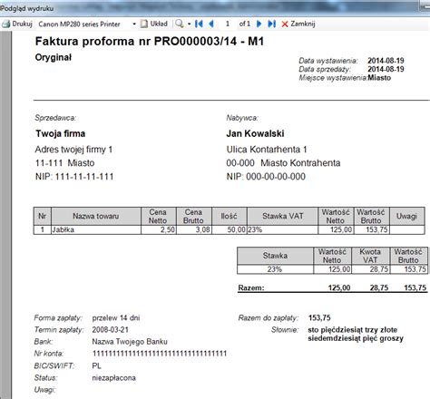 Wystawianie faktur VAT Rachunków faktury proforma LoMag