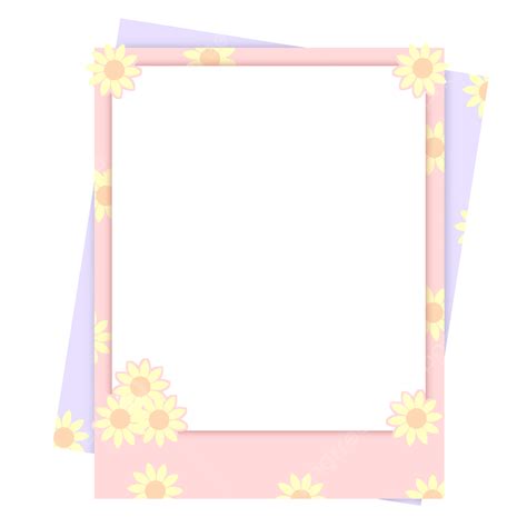 Polaroid Photo Frame PNG Image Cute Colorful Sunflower Polaroid Photo