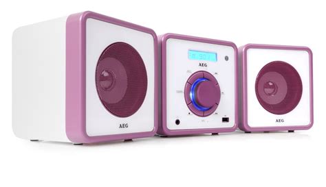 Stereo Musik Anlage Radio Mp3 Kinder Cd Player Usb Aux Uhr Aeg Mc4455 Pink Rosa