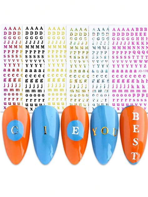 Sheets Letter Nail Stickers D Self Adhesive English Alphabet Nail