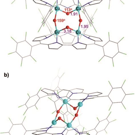 X-ray crystal structure of [1-Cu2O2]2. (a) Front view with emphasis on ...