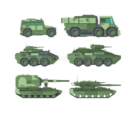 Military Cars Types Flat Vector Illustrations Set Stock Vector ...