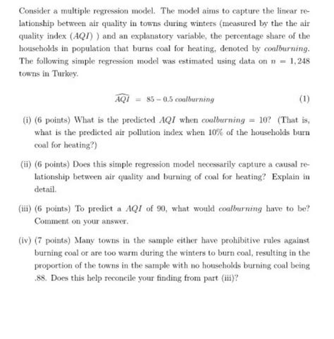 Solved Consider A Multiple Regression Model The Model Aims Chegg