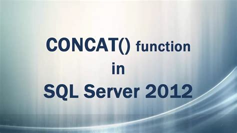 Concat Function In Sql Server Youtube