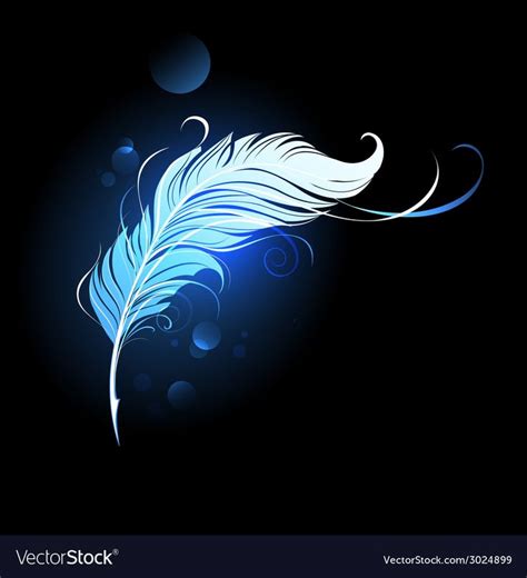 Artistically Painted Bright Blue Feather On A Black Background