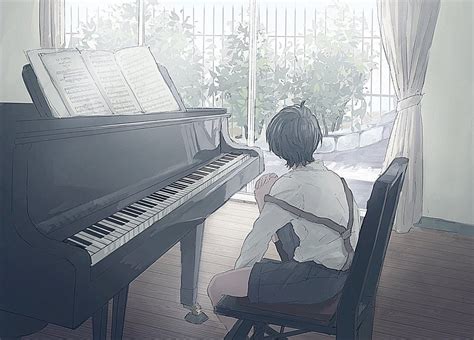 Anime Boy With Piano