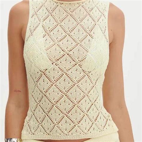 Glassons Crochet Yellow Top Size Medium Worn Once Depop