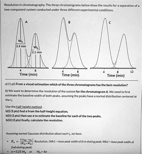 Solved Resolution In Chromatography The Three Chromatograms Below Show