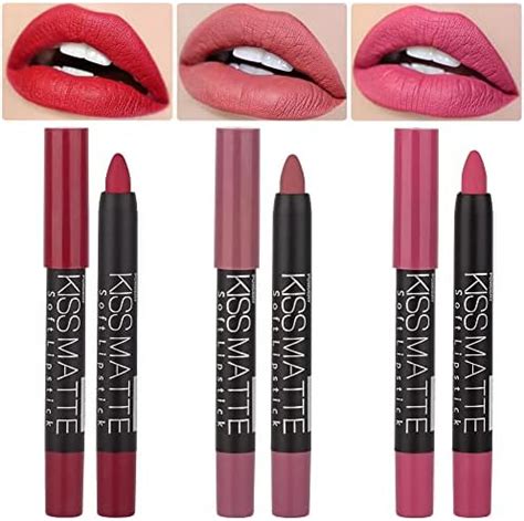 Amazon Colors Waterproof Crayon Matt Nude Lipstick Lipliner Pack Set With Built In