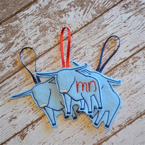 MN Blue Ox Felt Ornament Embroidered Babe The Blue Ox Etsy