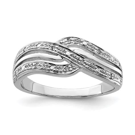 925 Sterling Silver Diamond Band Ring Size 8.00 - Walmart.com