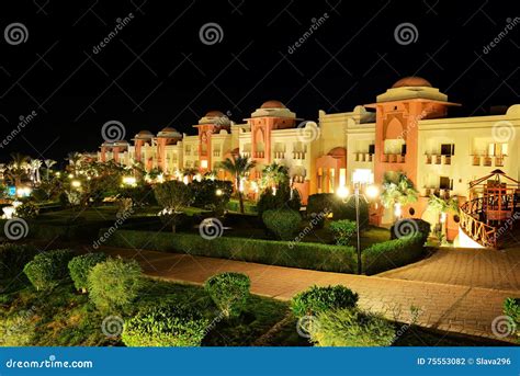 The Building Of Luxury Hotel In Night Illumination Stock Photo Image