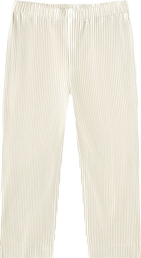 Issey Miyake Homme Plisse Ivory Pleated Cropped Pants INC STYLE